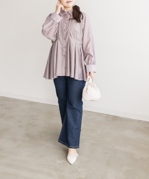 CLETTE(クレット)の「CLETTEオリジナルウエストタックシャツ(シャツ/ブラウス・レディース・グレー/チャコールグレー/ピンク・LL/3L/4L)」の15枚目の写真
