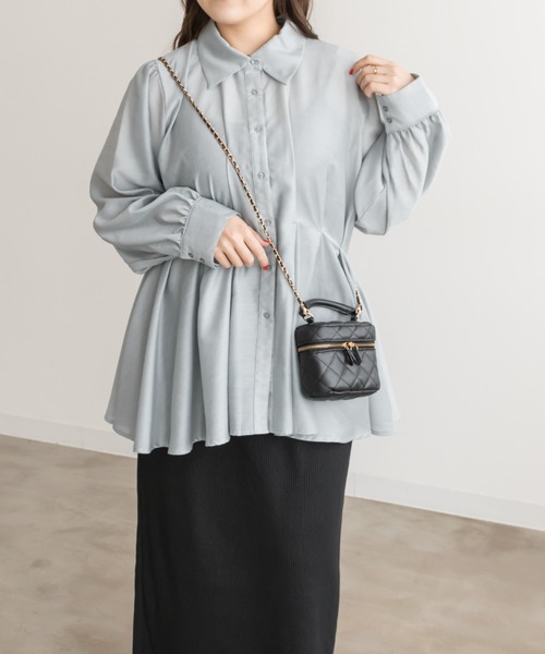 CLETTE(クレット)の「CLETTEオリジナルウエストタックシャツ(シャツ/ブラウス・レディース・グレー/チャコールグレー/ピンク・LL/3L/4L)」の8枚目の写真