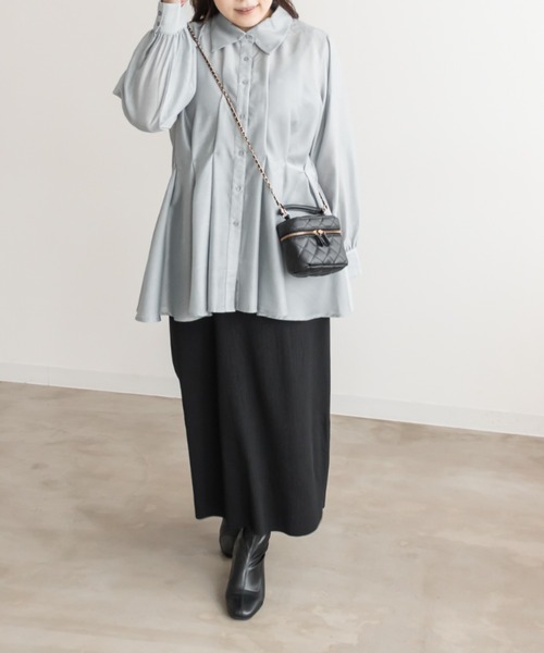 CLETTE(クレット)の「CLETTEオリジナルウエストタックシャツ(シャツ/ブラウス・レディース・グレー/チャコールグレー/ピンク・LL/3L/4L)」の10枚目の写真