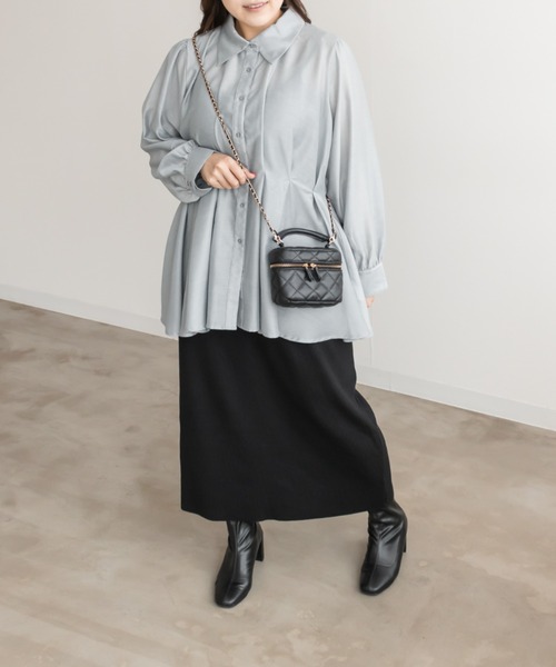 CLETTE(クレット)の「CLETTEオリジナルウエストタックシャツ(シャツ/ブラウス・レディース・グレー/チャコールグレー/ピンク・LL/3L/4L)」の12枚目の写真