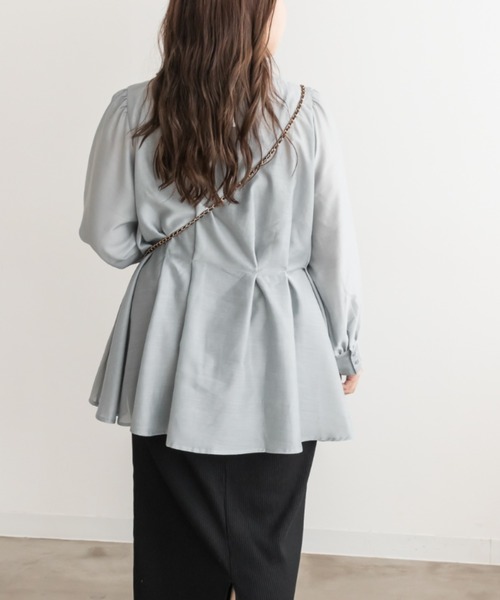 CLETTE(クレット)の「CLETTEオリジナルウエストタックシャツ(シャツ/ブラウス・レディース・グレー/チャコールグレー/ピンク・LL/3L/4L)」の9枚目の写真