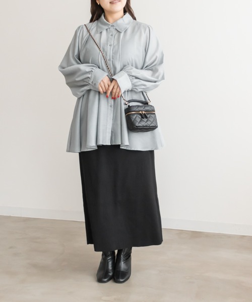 CLETTE(クレット)の「CLETTEオリジナルウエストタックシャツ(シャツ/ブラウス・レディース・グレー/チャコールグレー/ピンク・LL/3L/4L)」の11枚目の写真