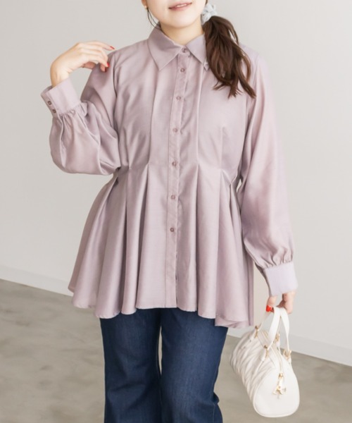 CLETTE(クレット)の「CLETTEオリジナルウエストタックシャツ(シャツ/ブラウス・レディース・グレー/チャコールグレー/ピンク・LL/3L/4L)」の14枚目の写真