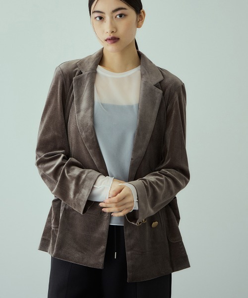 VICKY（ビッキー）の「シアーベロアダブルテーラージャケット（テーラードジャケット・レディース・チャコールグレー/ブラック・M）」の15枚目の写真