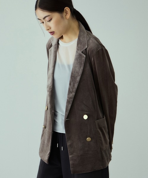 VICKY（ビッキー）の「シアーベロアダブルテーラージャケット（テーラードジャケット・レディース・チャコールグレー/ブラック・M）」の16枚目の写真