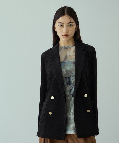 VICKY（ビッキー）の「シアーベロアダブルテーラージャケット（テーラードジャケット・レディース・チャコールグレー/ブラック・M）」の9枚目の写真