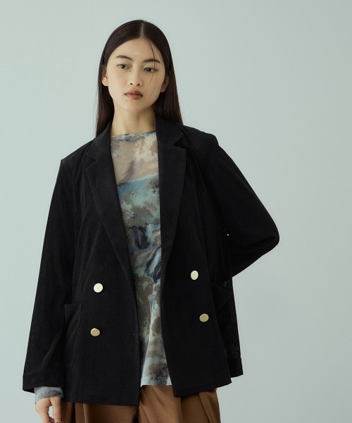VICKY（ビッキー）の「シアーベロアダブルテーラージャケット（テーラードジャケット・レディース・チャコールグレー/ブラック・M）」の10枚目の写真