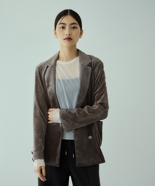 VICKY（ビッキー）の「シアーベロアダブルテーラージャケット（テーラードジャケット・レディース・チャコールグレー/ブラック・M）」の18枚目の写真