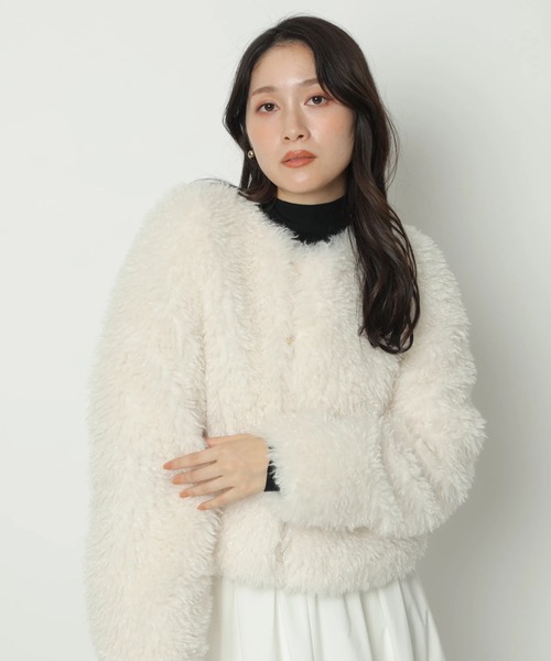 Apuweiser-riche（アプワイザーリッシェ）の「ファーブルゾン（その他アウター・レディース・ピンク/オフホワイト/モカ・1/2）」の7枚目の写真