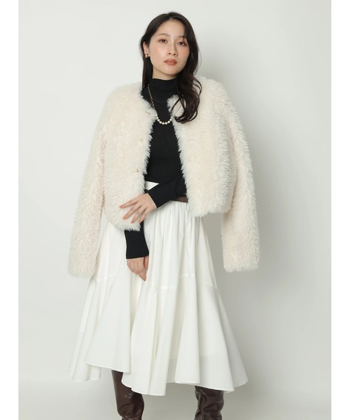 Apuweiser-riche（アプワイザーリッシェ）の「ファーブルゾン（その他アウター・レディース・ピンク/オフホワイト/モカ・1/2）」の13枚目の写真