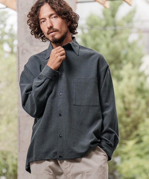 CAMBIO（カンビオ）の「ms6291-ルーズシルエット裾スピンドルTRシャツ（シャツ/ブラウス・メンズ・ネイビー/ホワイト/ブラック・M/L/XL）」の3枚目の写真