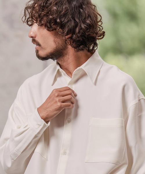 CAMBIO（カンビオ）の「ms6291-ルーズシルエット裾スピンドルTRシャツ（シャツ/ブラウス・メンズ・ネイビー/ホワイト/ブラック・M/L/XL）」の6枚目の写真