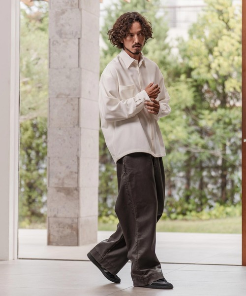 CAMBIO（カンビオ）の「ms6291-ルーズシルエット裾スピンドルTRシャツ（シャツ/ブラウス・メンズ・ネイビー/ホワイト/ブラック・M/L/XL）」の7枚目の写真