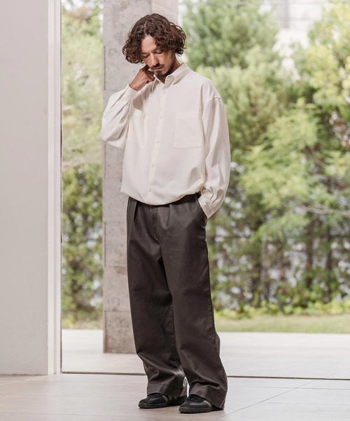 CAMBIO（カンビオ）の「ms6291-ルーズシルエット裾スピンドルTRシャツ（シャツ/ブラウス・メンズ・ネイビー/ホワイト/ブラック・M/L/XL）」の12枚目の写真