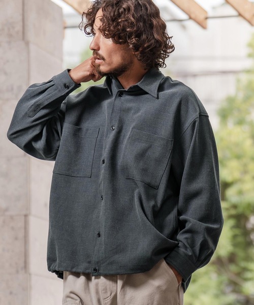 CAMBIO（カンビオ）の「ms6291-ルーズシルエット裾スピンドルTRシャツ（シャツ/ブラウス・メンズ・ネイビー/ホワイト/ブラック・M/L/XL）」の11枚目の写真