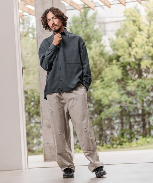 CAMBIO（カンビオ）の「ms6291-ルーズシルエット裾スピンドルTRシャツ（シャツ/ブラウス・メンズ・ネイビー/ホワイト/ブラック・M/L/XL）」の13枚目の写真