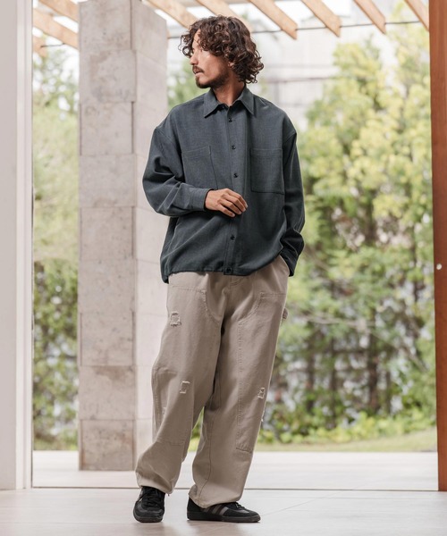 CAMBIO（カンビオ）の「ms6291-ルーズシルエット裾スピンドルTRシャツ（シャツ/ブラウス・メンズ・ネイビー/ホワイト/ブラック・M/L/XL）」の14枚目の写真