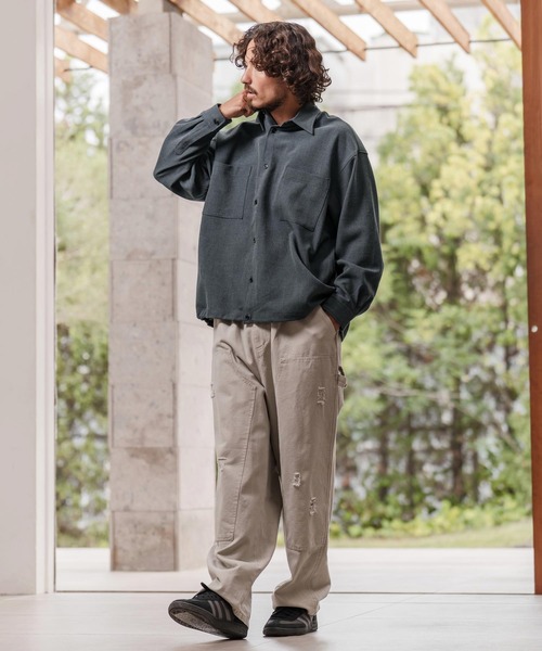 CAMBIO（カンビオ）の「ms6291-ルーズシルエット裾スピンドルTRシャツ（シャツ/ブラウス・メンズ・ネイビー/ホワイト/ブラック・M/L/XL）」の18枚目の写真