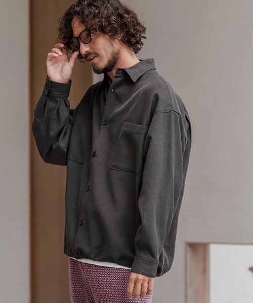 CAMBIO（カンビオ）の「ms6291-ルーズシルエット裾スピンドルTRシャツ（シャツ/ブラウス・メンズ・ネイビー/ホワイト/ブラック・M/L/XL）」の15枚目の写真