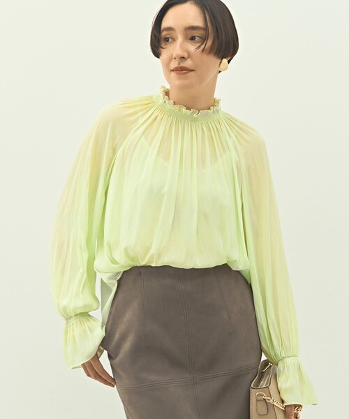 セール】ウォッシャブル2WAY割繊衿フリルブラウス（シャツ/ブラウス