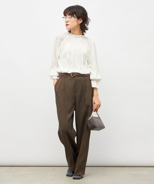 NOLLEY’S（ノーリーズ）の「ウォッシャブル2WAY割繊衿フリルブラウス（シャツ/ブラウス・レディース・オフホワイト/クリーム/サックスブルー/ネイビー・38）」の10枚目の写真