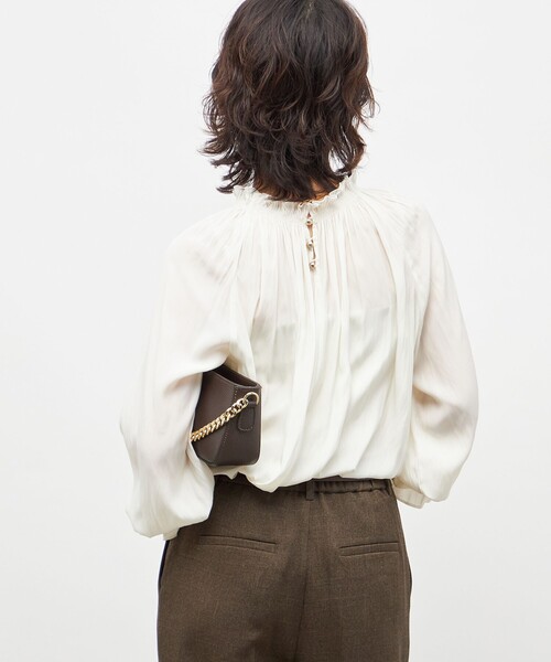 セール】ウォッシャブル2WAY割繊衿フリルブラウス（シャツ/ブラウス