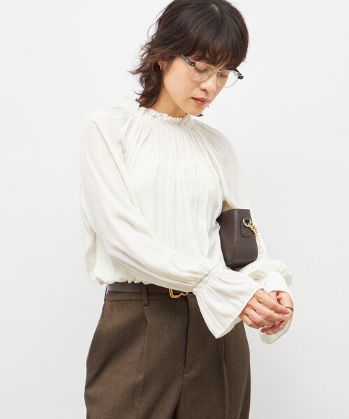 NOLLEY’S（ノーリーズ）の「ウォッシャブル2WAY割繊衿フリルブラウス（シャツ/ブラウス・レディース・オフホワイト/クリーム/サックスブルー/ネイビー・38）」の22枚目の写真