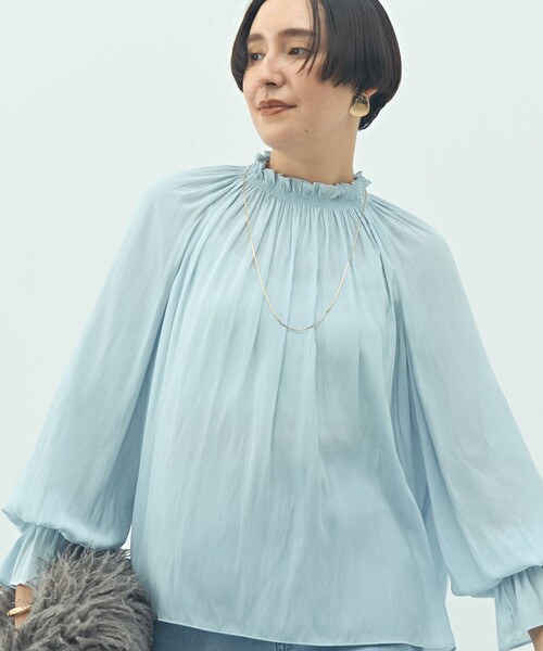 セール】ウォッシャブル2WAY割繊衿フリルブラウス（シャツ/ブラウス
