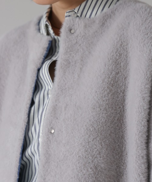Bou Jeloud（ブージュルード）の「シャギーニットコーディガン（ノーカラーコート・レディース・グレー/チャコールグレー・FREE）」の12枚目の写真