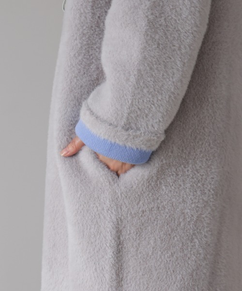 Bou Jeloud（ブージュルード）の「シャギーニットコーディガン（ノーカラーコート・レディース・グレー/チャコールグレー・FREE）」の15枚目の写真