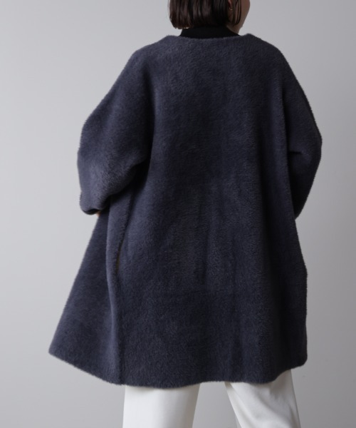 セール】シャギーニットコーディガン（ノーカラーコート）｜Bou Jeloud