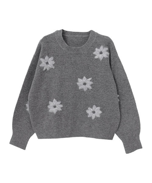 Pierrot(ピエロ)の「フラワー刺繍ニット(ニット/セーター・レディース・チャコール/アイボリー・M)」の13枚目の写真