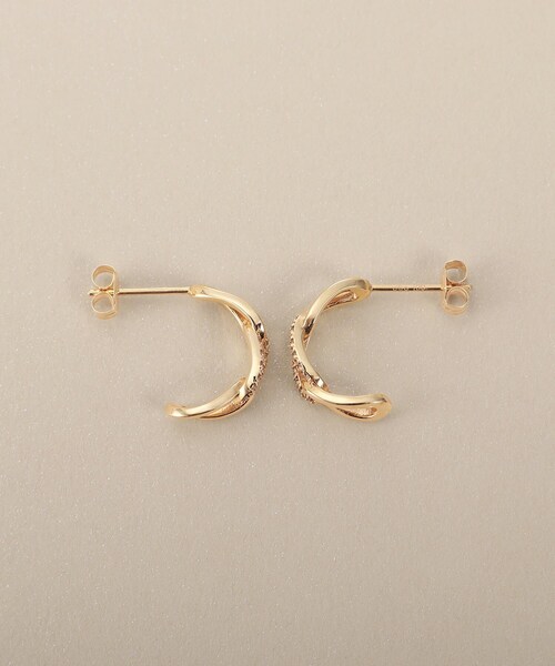 K10ダイヤモンド キヘイチェーンモチーフ スタッドピアス（ピアス（両