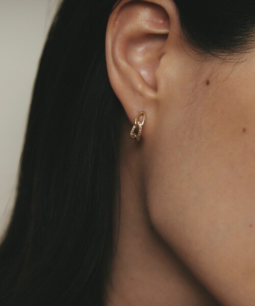 K10ダイヤモンド キヘイチェーンモチーフ スタッドピアス（ピアス（両