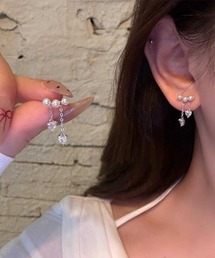 パール&クリスタルハートピアス