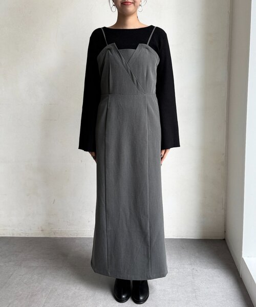 Chez toi(シェトワ)の「【ITAMI企画】フレアスリーブニット×2WAYキャミワンピース(ワンピース・レディース・ベージュ/ブラック/グレー・FREE)」の5枚目の写真