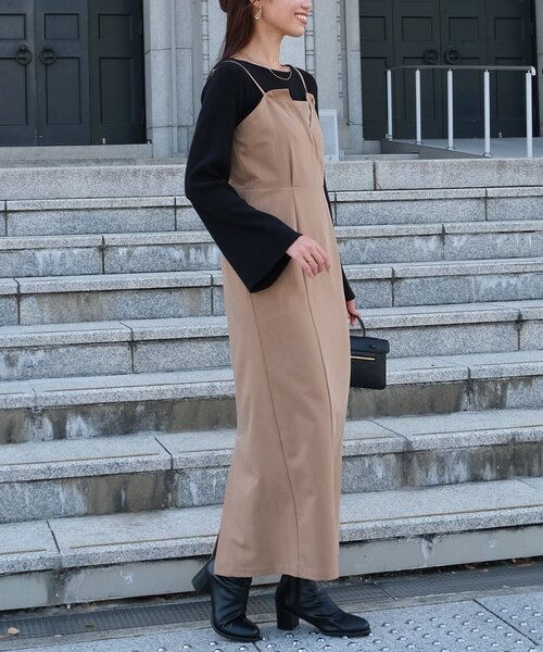 Chez toi(シェトワ)の「【ITAMI企画】フレアスリーブニット×2WAYキャミワンピース(ワンピース・レディース・ベージュ/ブラック/グレー・FREE)」の19枚目の写真