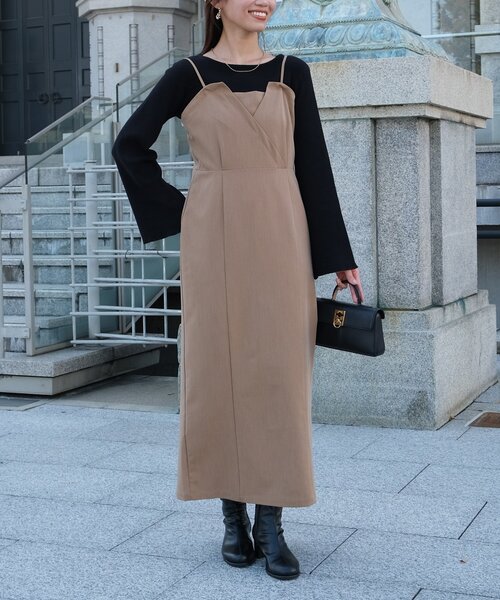 Chez toi(シェトワ)の「【ITAMI企画】フレアスリーブニット×2WAYキャミワンピース(ワンピース・レディース・ベージュ/ブラック/グレー・FREE)」の20枚目の写真