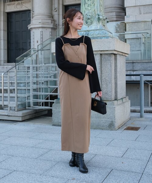 Chez toi(シェトワ)の「【ITAMI企画】フレアスリーブニット×2WAYキャミワンピース(ワンピース・レディース・ベージュ/ブラック/グレー・FREE)」の21枚目の写真
