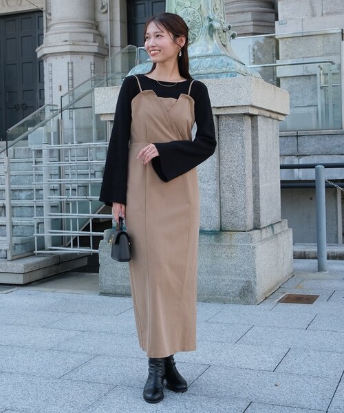 Chez toi(シェトワ)の「【ITAMI企画】フレアスリーブニット×2WAYキャミワンピース(ワンピース・レディース・ベージュ/ブラック/グレー・FREE)」の22枚目の写真