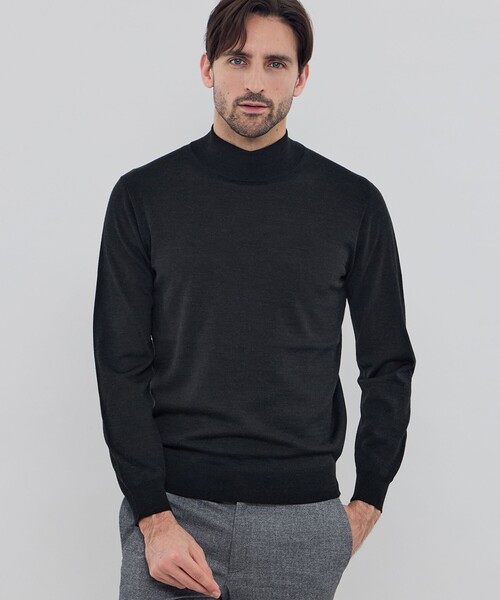 MACKINTOSH LONDON（マッキントッシュ ロンドン）の「ウールプラックスホールガーメントモックネックニット（ニット/セーター・メンズ・ブラック/ベージュ系その他3/グレー系その他2・XL/L/M）」の2枚目の写真