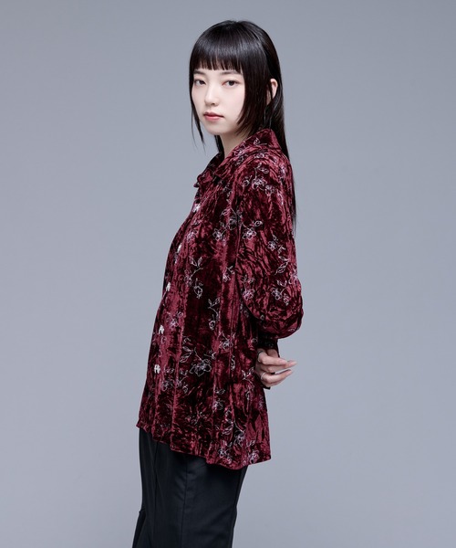 チャイナメタルボタンベロアガラシャツ（シャツ/ブラウス）｜Ellno de