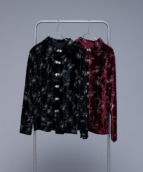 チャイナメタルボタンベロアガラシャツ（シャツ/ブラウス）｜Ellno de