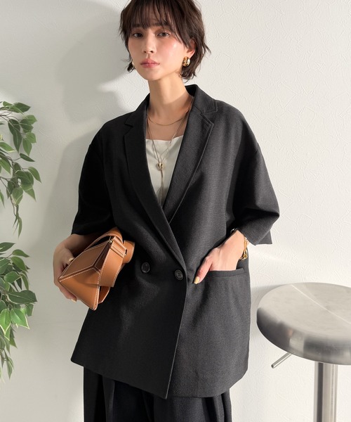 Classical Evon(クラシカルエヴォン)の「【Classical Evon】さらりと整う、余裕。リネンタッチジャケット(セットアップ可)(テーラードジャケット・レディース・ブラウン/チャコール/ブラック・MEDIUM/SMALL/X-LARGE/LARGE)」の7枚目の写真
