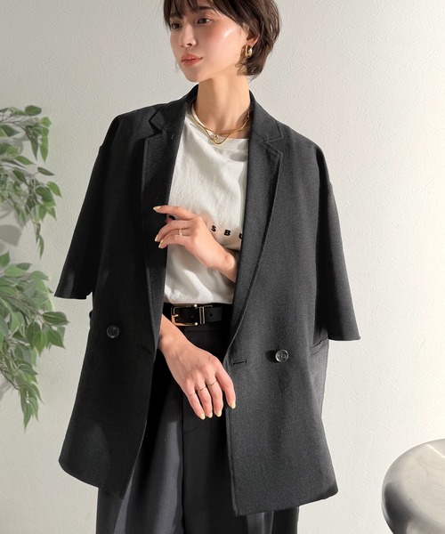 Classical Evon(クラシカルエヴォン)の「【Classical Evon】さらりと整う、余裕。リネンタッチジャケット(セットアップ可)(テーラードジャケット・レディース・ブラウン/チャコール/ブラック・MEDIUM/SMALL/X-LARGE/LARGE)」の15枚目の写真