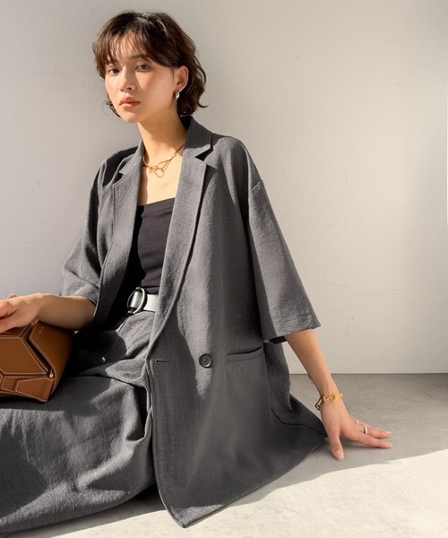 Classical Evon(クラシカルエヴォン)の「【Classical Evon】さらりと整う、余裕。リネンタッチジャケット(セットアップ可)(テーラードジャケット・レディース・ブラウン/チャコール/ブラック・MEDIUM/SMALL/X-LARGE/LARGE)」の21枚目の写真