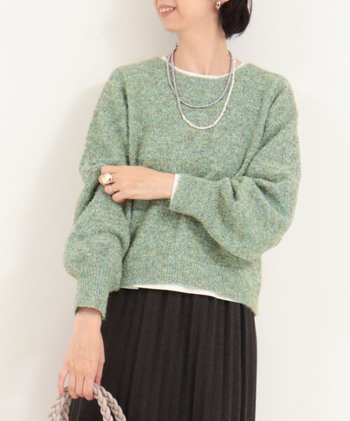 MICO COULIER（ミコクリエ）の「ひげネップヤーンプルオーバーニット（ニット/セーター・レディース・キナリ/ライトグリーン/グレー・38）」の3枚目の写真