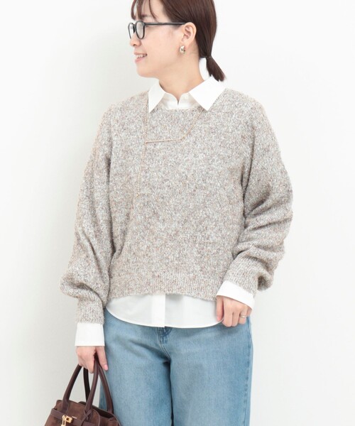 MICO COULIER（ミコクリエ）の「ひげネップヤーンプルオーバーニット（ニット/セーター・レディース・キナリ/ライトグリーン/グレー・38）」の2枚目の写真