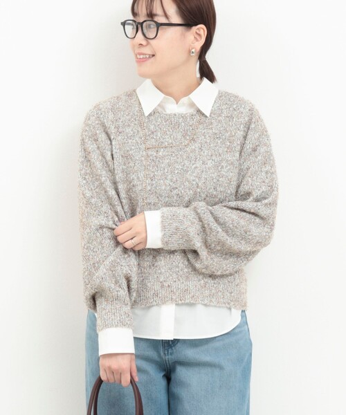 MICO COULIER（ミコクリエ）の「ひげネップヤーンプルオーバーニット（ニット/セーター・レディース・キナリ/ライトグリーン/グレー・38）」の5枚目の写真