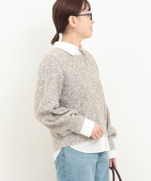 MICO COULIER（ミコクリエ）の「ひげネップヤーンプルオーバーニット（ニット/セーター・レディース・キナリ/ライトグリーン/グレー・38）」の7枚目の写真